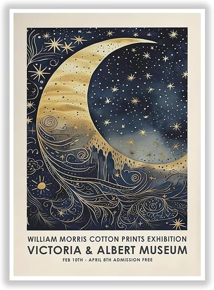Amazon.co.jp: ウィリアム・モリスのポスター《月の星》ウォールアート