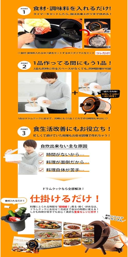 Amazon.co.jp: ドラムクック drumcook DR-750N 自動調理器 : ホーム