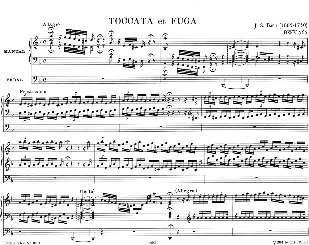 Toccata and Fugue in D minor BWV 565 for Orga (Edition Peters