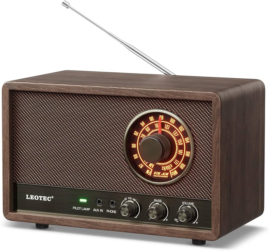 Amazon.com: LEOTEC AM FM Radio,Retro Wood Table Radio,Portable