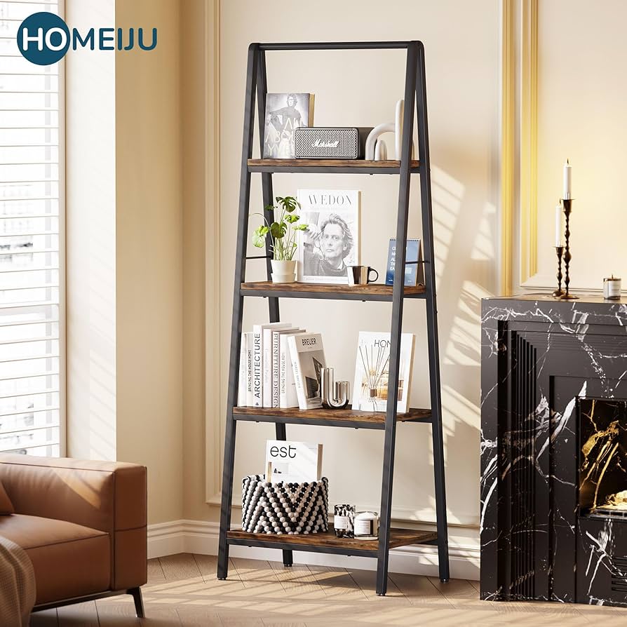 Amazon.com: Homeiju Ladder Shelf, 4-Tier Leaning Ladder Bookshelf