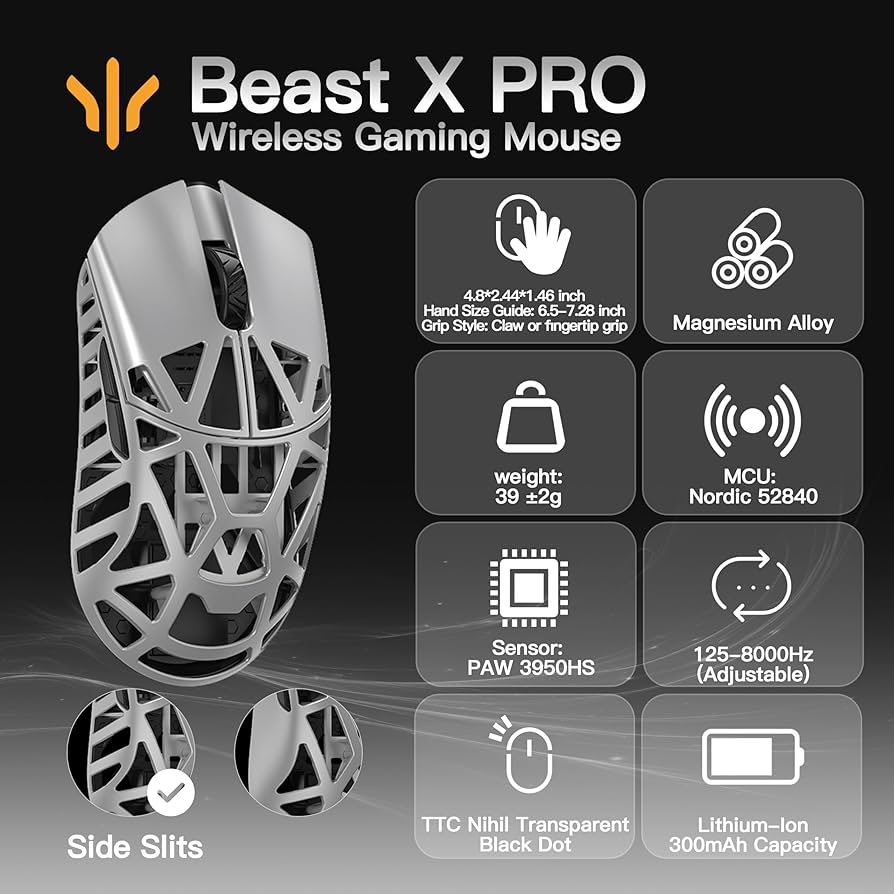 Amazon.com: SMACKAPE WLMOUSE Beast X Pro Ultra-Light 39g Magnesium