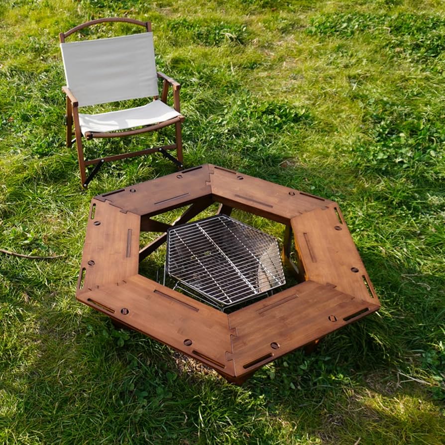 Amazon.co.jp: RcrCamp ヘキサゴンテーブル ブラウン ヘキサテーブル