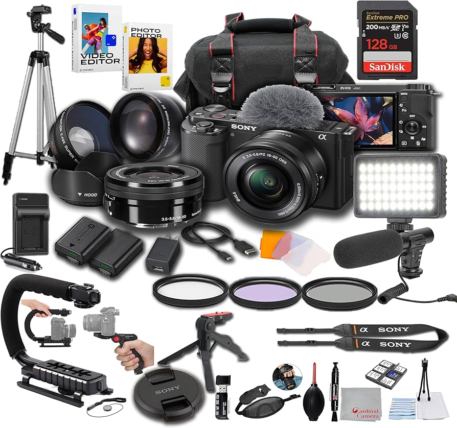 Amazon.com : Sony ZV-E10 + 16-50mm Lens, LED Light, Microphone