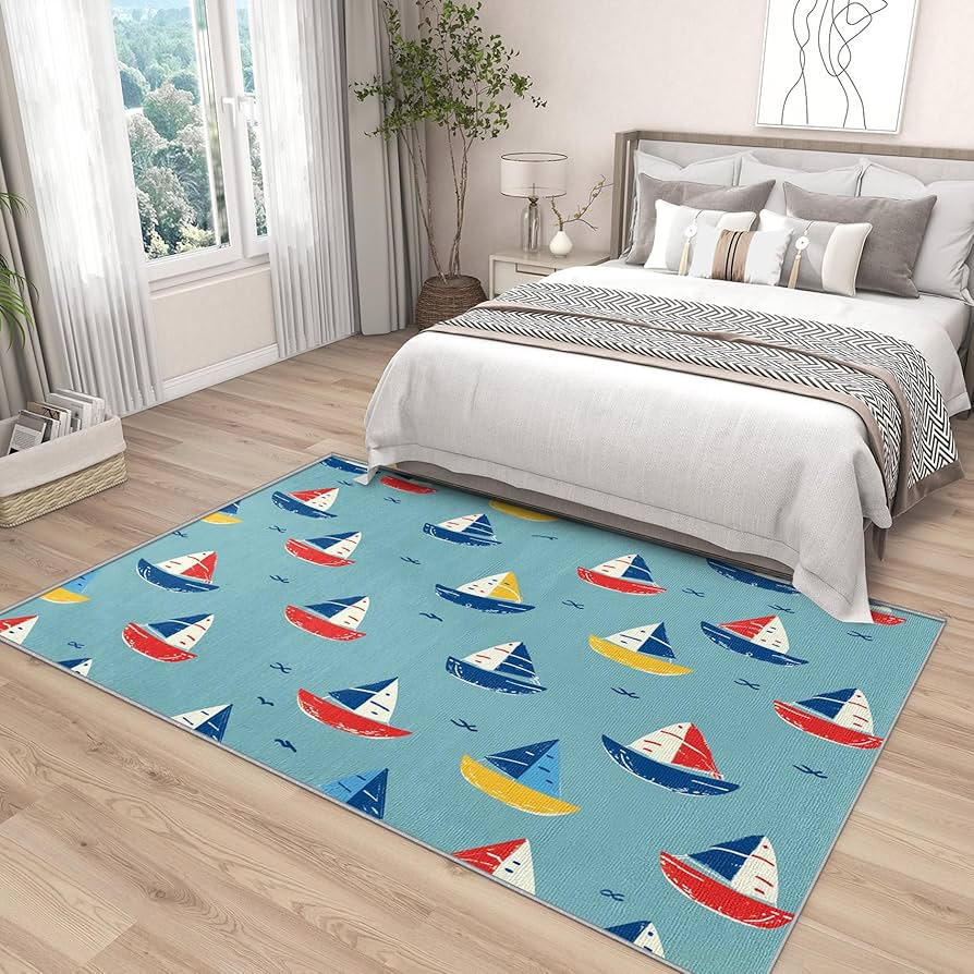 Amazon.com: Yoozitrees 4x5 Rug, Sailboat Rug, Nautical Colorful