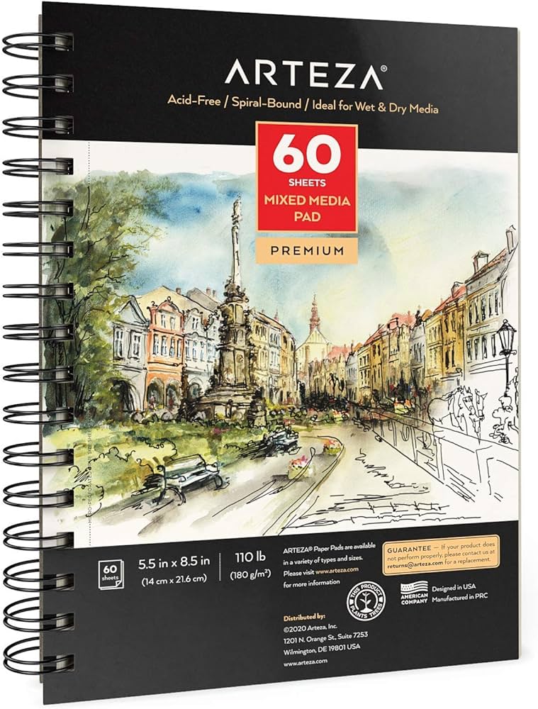 Amazon.com: ARTEZA Mixed Media Sketchbook, 5.5 x 8.5 Inches, Pack