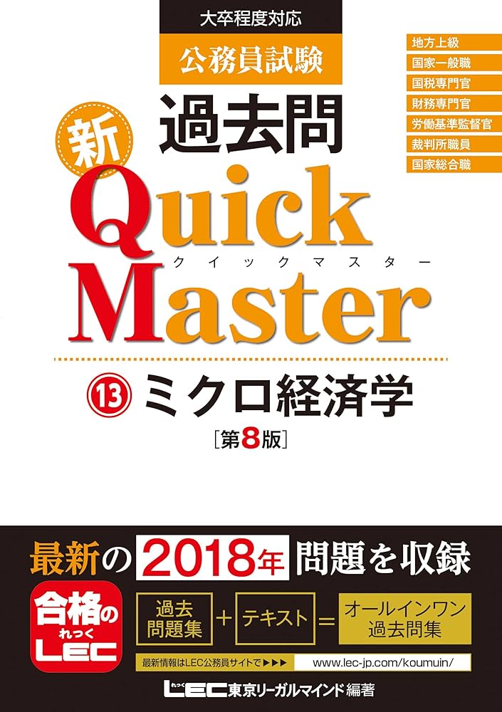 公務員試験 過去問 新クイックマスター ミクロ経済学 第8版 【最新平成