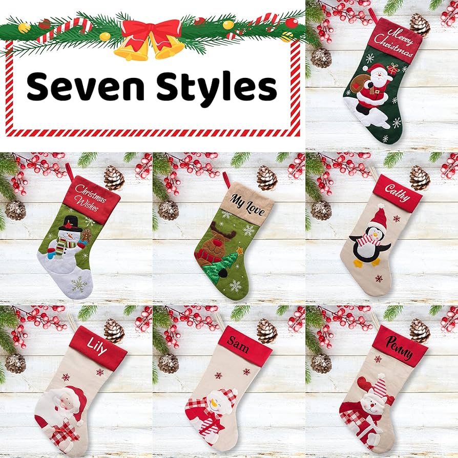 Amazon.co.jp: 名前入りクリスマスストッキング 3個セット 7パターン