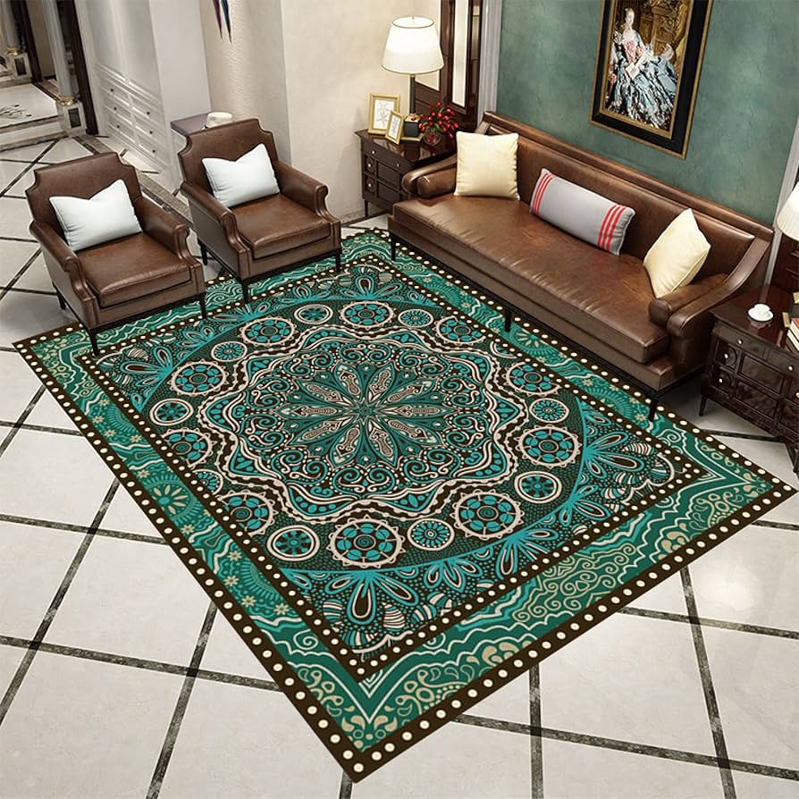 Amazon | カーペット緑ラグマットペルシャ絨毯風 洗える180*230CM