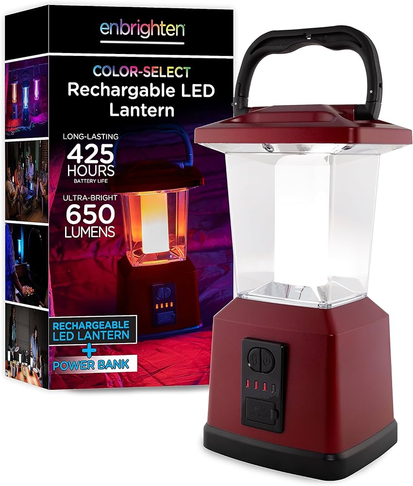 Enbrighten Dual Power Color Changing LED Rechargeable Lantern, USB