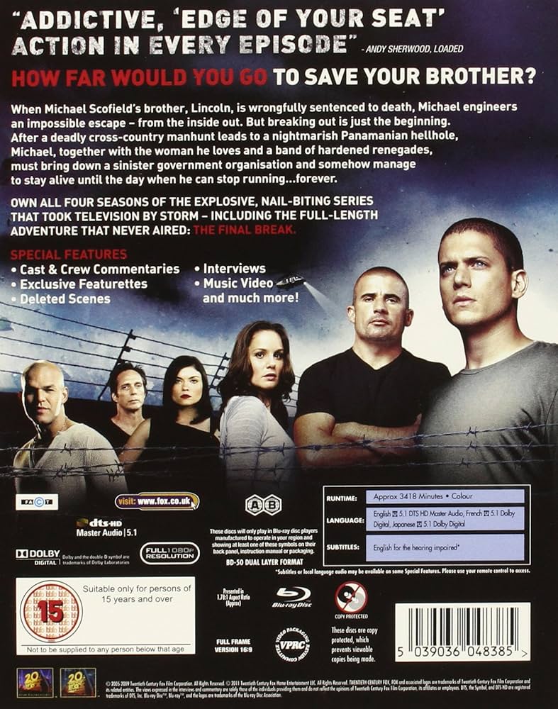 Amazon.com: Prison Break: Complete Season 1-4 [Blu-ray] : Dominic