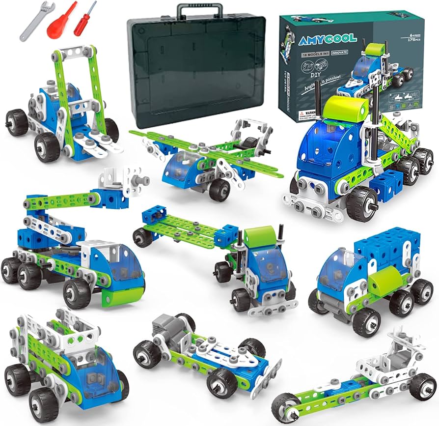 Amazon.co.jp: AMYCOOL 175PCS 組み立て車おもちゃ 18-IN-1 ねじ工具