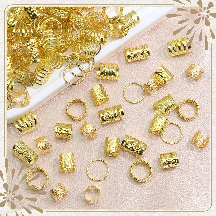 Amazon.co.jp: VENOFEN 120個 ヘアカフ ゴールドヘアジュエリー Loc