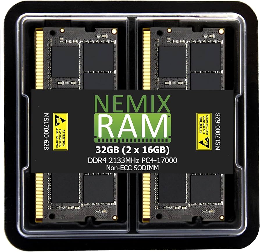 NEMIX RAM 32GB (2X16GB) DDR4 2133MHZ PC4-17000 2Rx8 1.2V 260-PIN