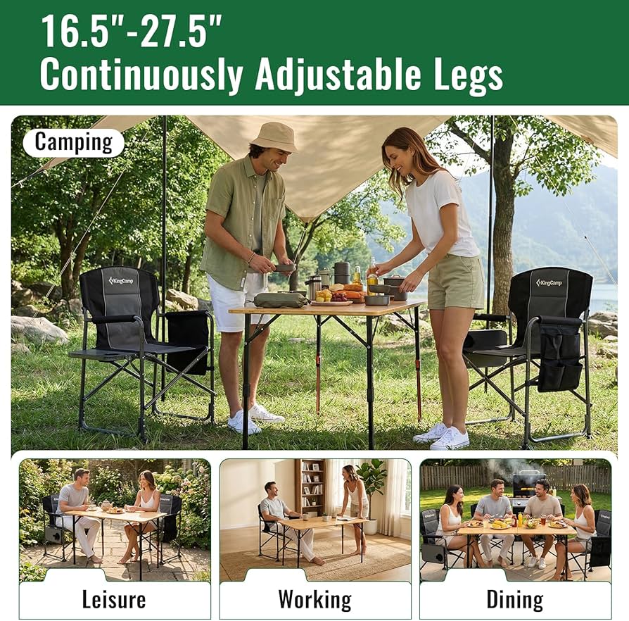 Amazon.com: KingCamp Bamboo Folding Table, 47 Inch Large Portable