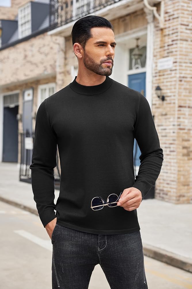 COOFANDY Men's Mock Turtleneck Sweaters Long Sleeve Casual Knit