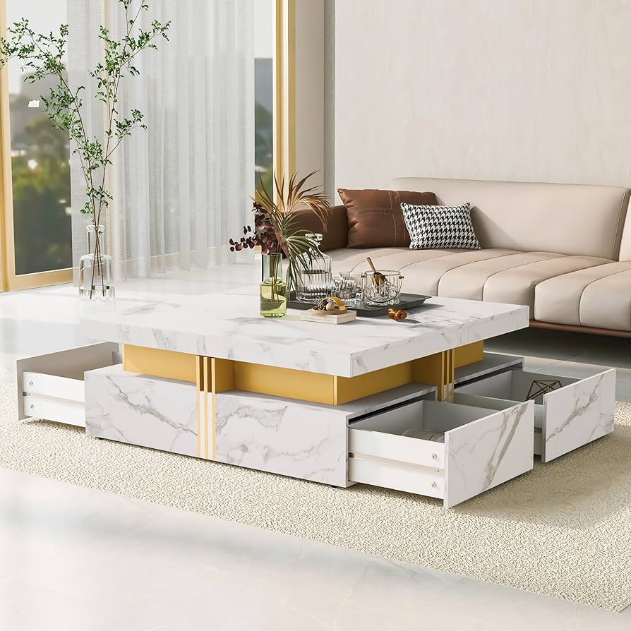 Amazon.com: Linique Modern Square Storage Coffee Table with 4