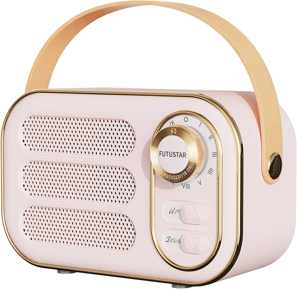 Amazon.co.jp: 可愛い レトロ Bluetoothスピーカー 小型 ピンク つまみ