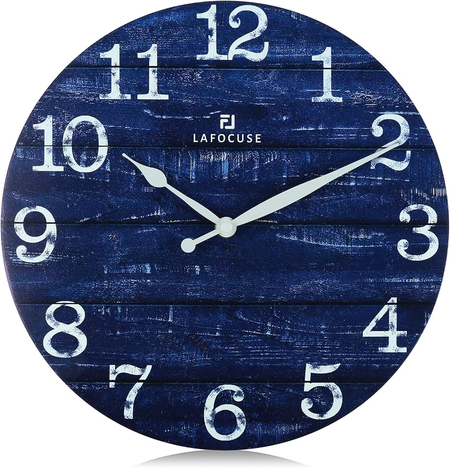 Amazon.com: Lafocuse 12 Inch Silent Navy Blue Wall Clocks for