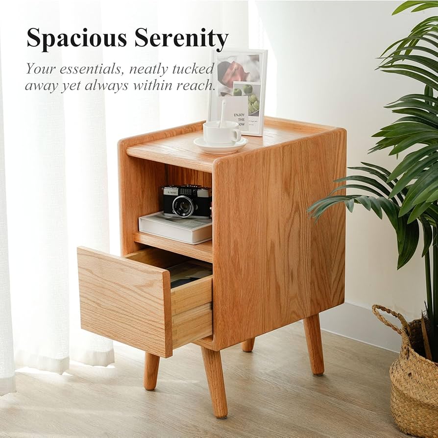 Amazon.com: Cttasty Night Stand, Solid Wood Nightsatnd with One