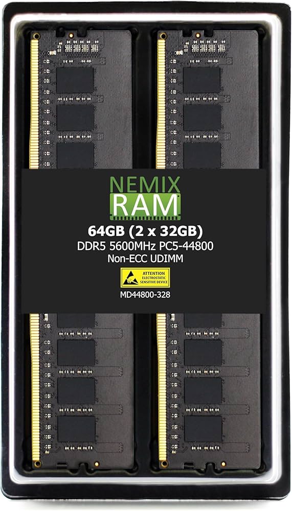 NEMIX RAM 64GB (2X32GB) DDR5 5600MHZ PC5-44800 2Rx8 1.1V CL46 288