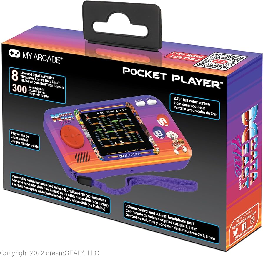 My Arcade Data East Pocket Player: Portable Gaming System with 308