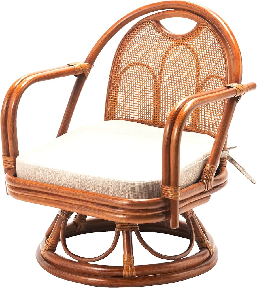 Amazon.co.jp: 大竹産業 椅子 チェア 回転 籐 ラタン ブラウン