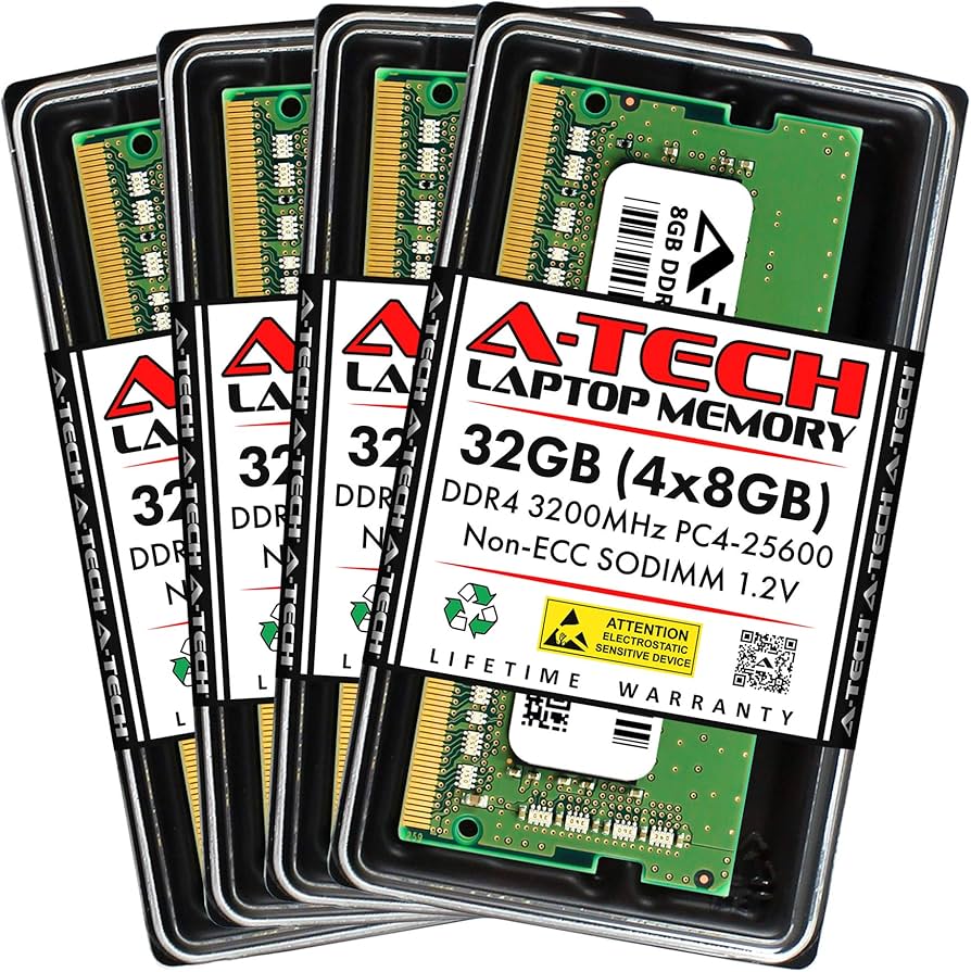 A-Tech 32GB (4x8GB) DDR4 3200 MHz SODIMM PC4-25600 (PC4-3200AA