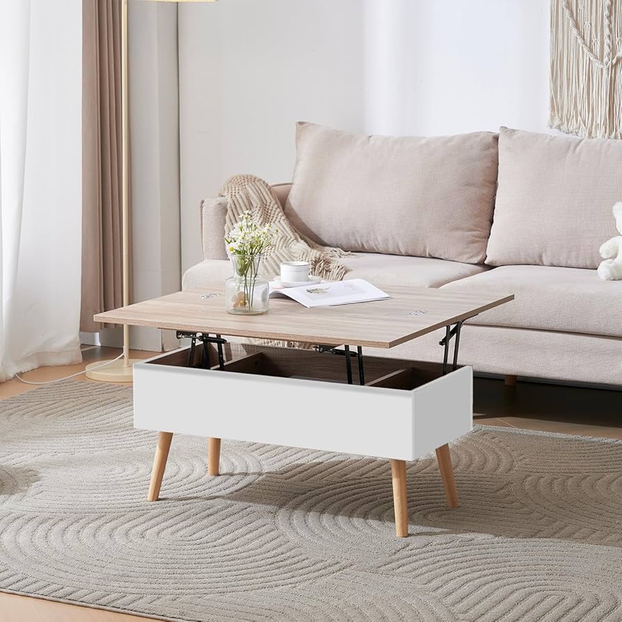 Amazon.co.jp: IKIFLY ローテーブル 天板昇降式 コーヒーテーブル 木製