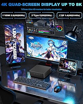 Amazon.com: Getorli Mini PC, Dual LAN AMD Ryzen 7 8745HS (Max 4.9