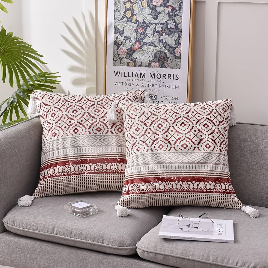 Amazon.co.jp: Amy Life タッセル付きクッションカバー2枚セット(50