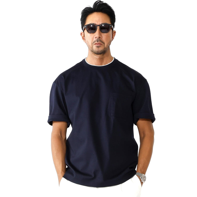 25SS【干場義雅×DRESSTERIOR】ICE CLEAR COTTON レイヤードT ネイビー