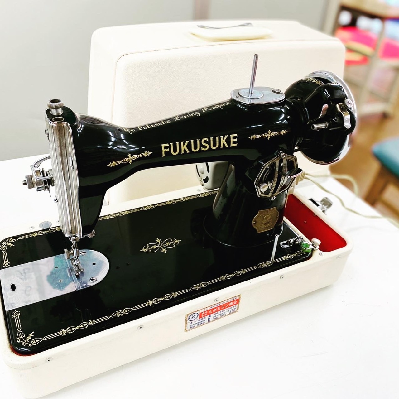 福助(FUKUSUKE)アンティーク黒ミシン☆修理レポート☆福岡県鞍手郡の