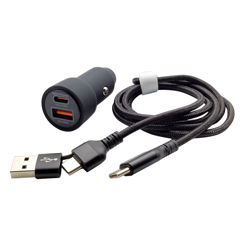 DC2ポート充電器 C＋A 編み込みCCケーブル付き＋USB-Aコネクタ付き X