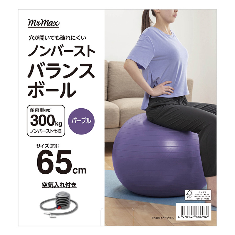 ノンバーストバランスボール 65cm パープル ｜ ミスターマックス