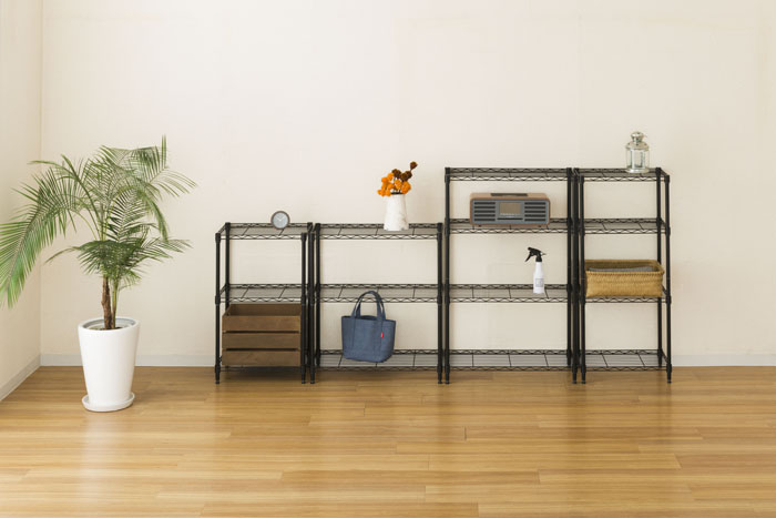 カラーシェルフ3段 65 幅64.5×奥行29.5×高72.5cm ブラック ｜ ミスター