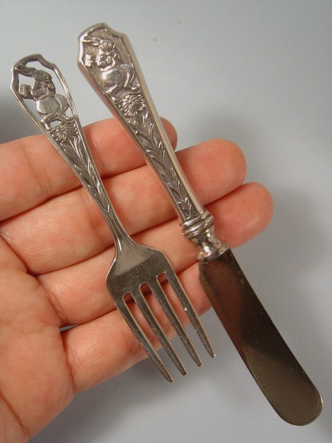 アンティーク ウサギのナイフ&フォークセット シルバー 1940s