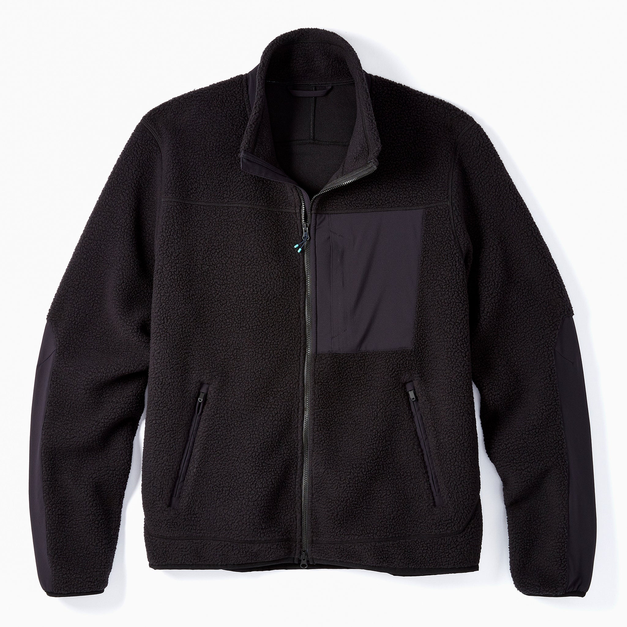 High Pile Sherpa Jacket in Black | Men's Zip-Up Fleece Jacket by