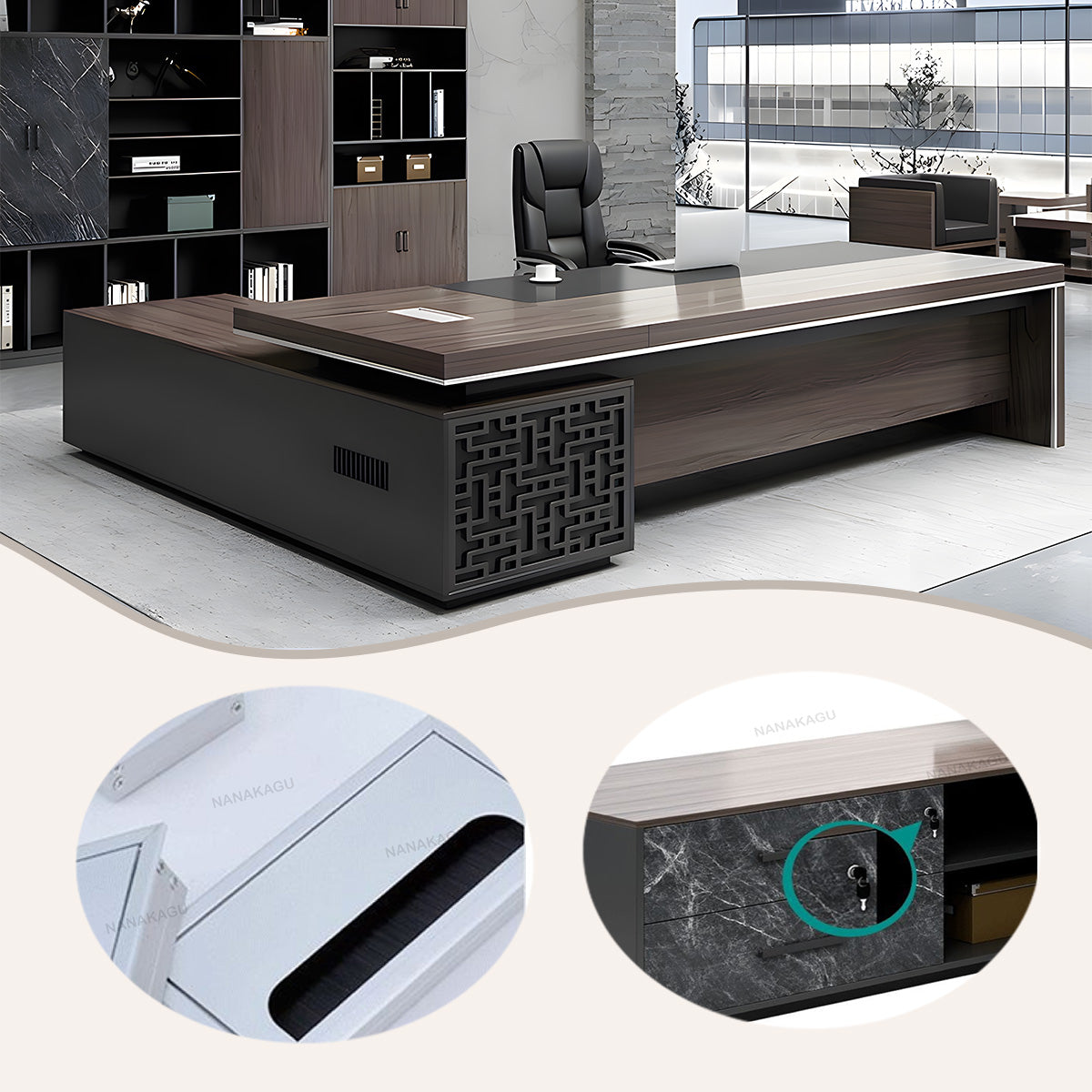 エグゼクティブデスク,オフィスデスク,社長机,木製デスク,バイカラー