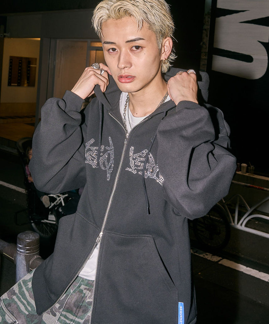 SEQUENZ（シークエンズ）】RHINE STONE ZIP P/K / ラインストーン