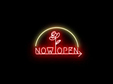 バラの花 ☓ OPEN ☓ ネオンサイン – ネオンサイン（ライト・看板）の