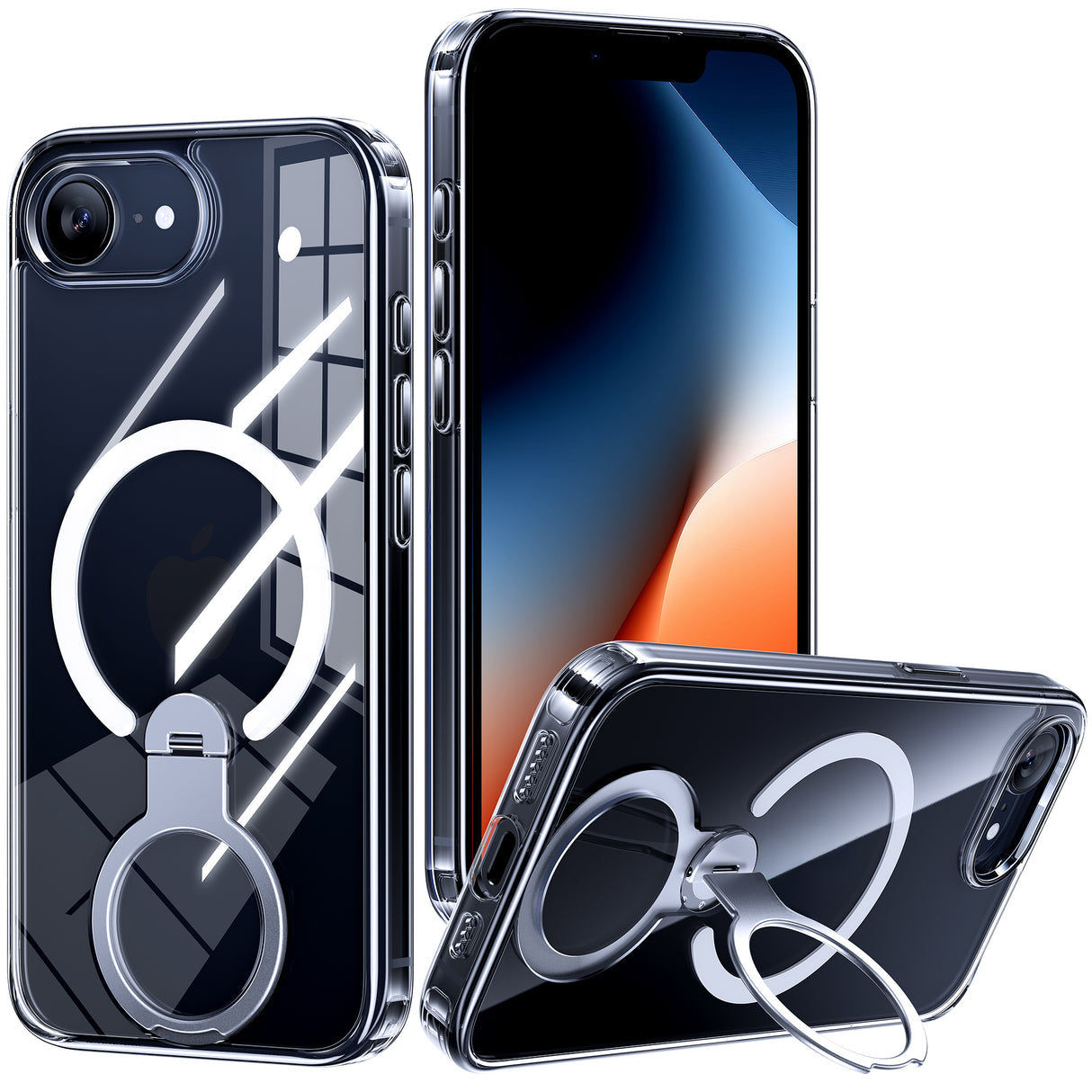 NIMASO iPhone 17e/16eケース 360°回転スタンド付き 横縦両立 MagSafe