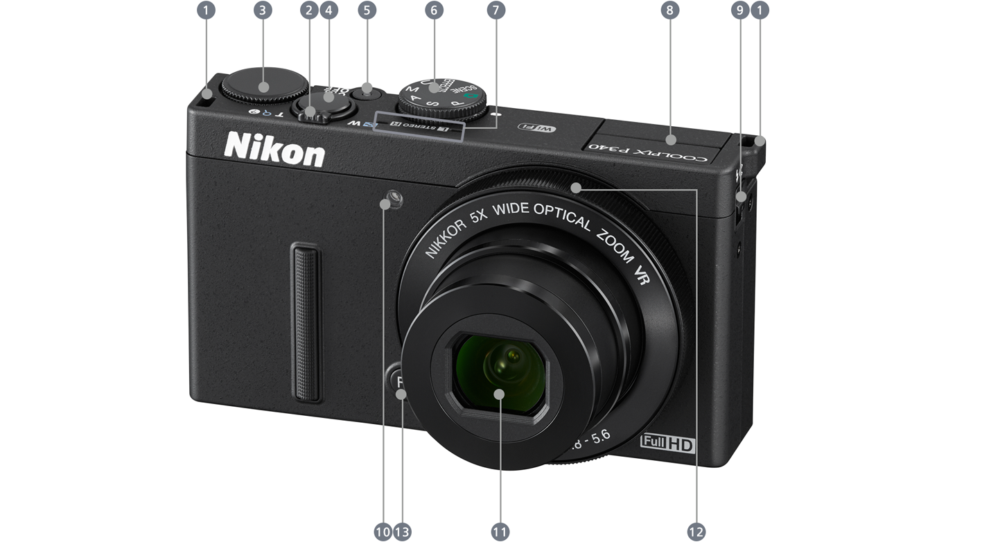 COOLPIX P340 - 各部名称 | コンパクトデジタルカメラ | ニコン