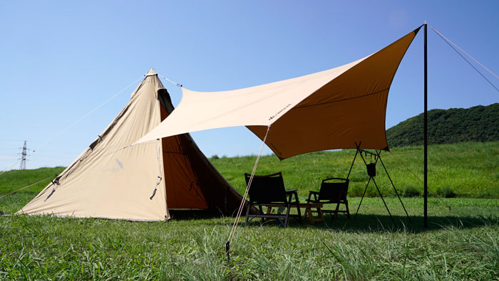 ワンポールテントとタープの連結方法！DODトンガリハットの使い方と代