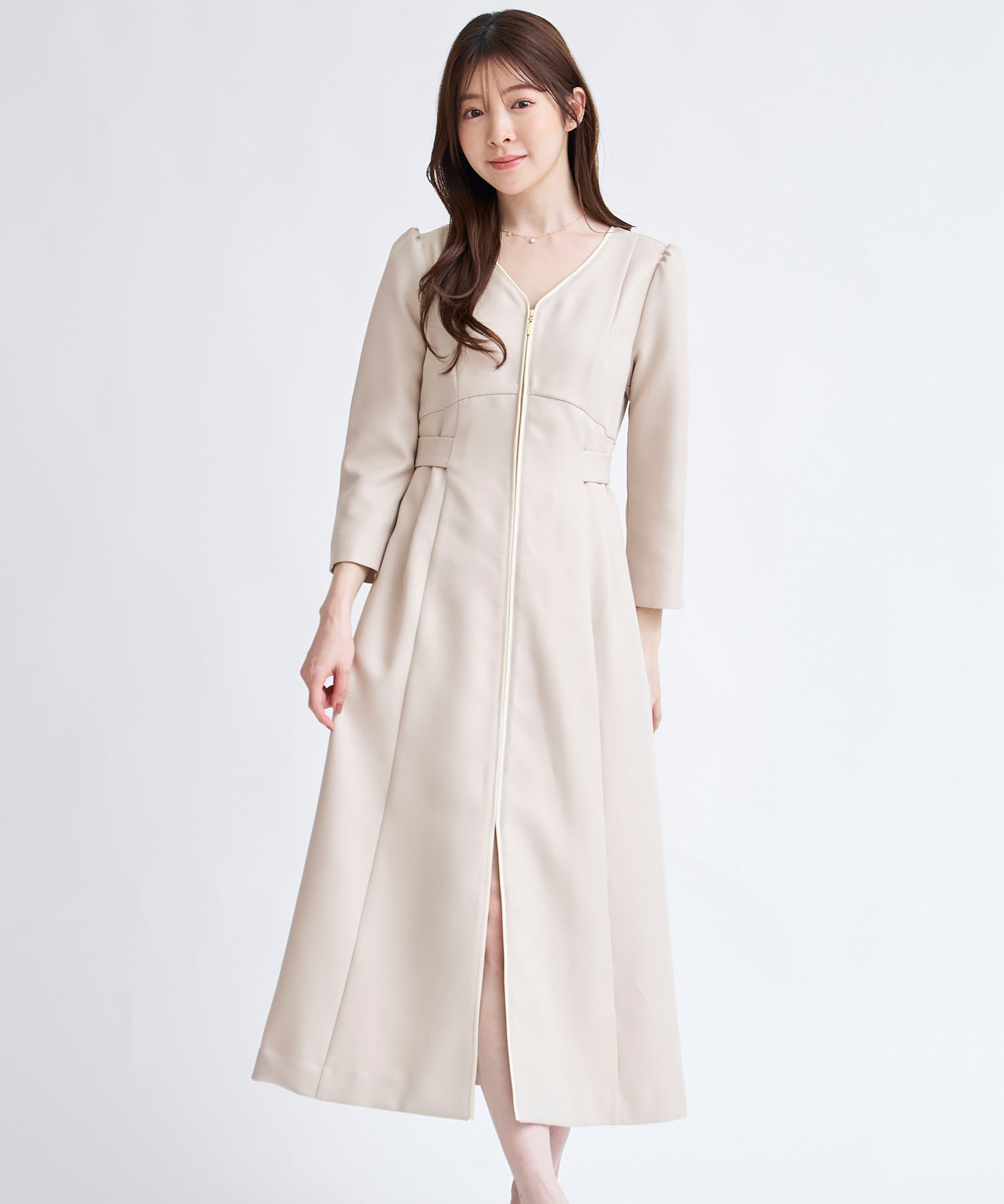 フロントファスナーパイピングワンピース | ロングワンピース | NOELA