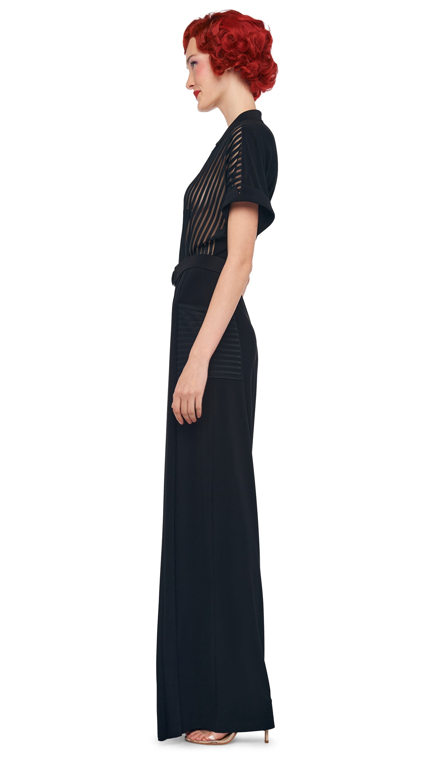 GERALYN SHORT SLEEVE JUMPSUIT – Black – Norma Kamali