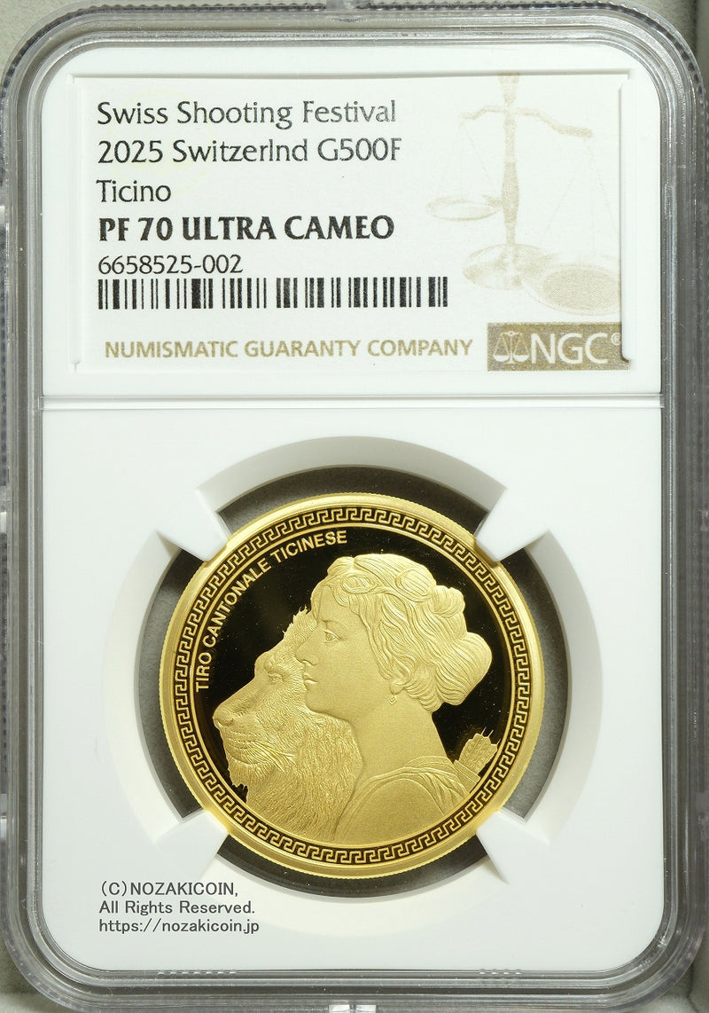 スイス 射撃祭 500フラン金貨 2025 Ticino NGC PF70 ULTRA CAMEO