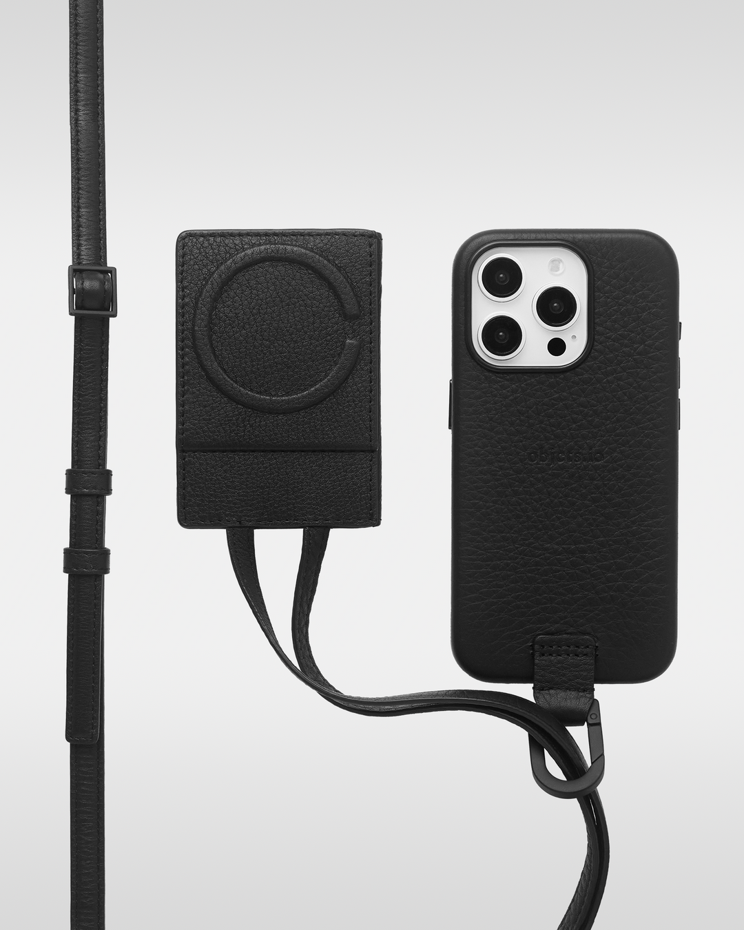 レザー製 iPhoneケース セット / 長さ調節可能 ストラップ付