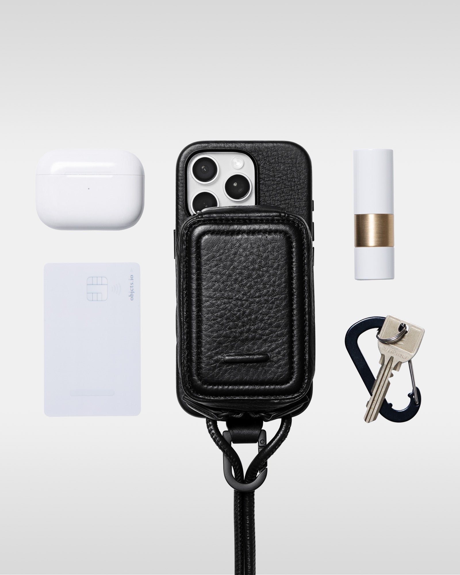 レザー製 iPhoneケース セット / ストラップ付スマホケース / スマホ