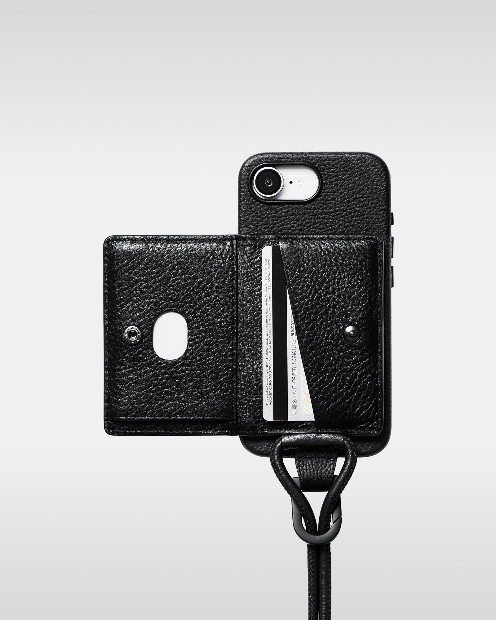 レザー製 iPhoneケース セット / ストラップ付スマホケース / スマホ